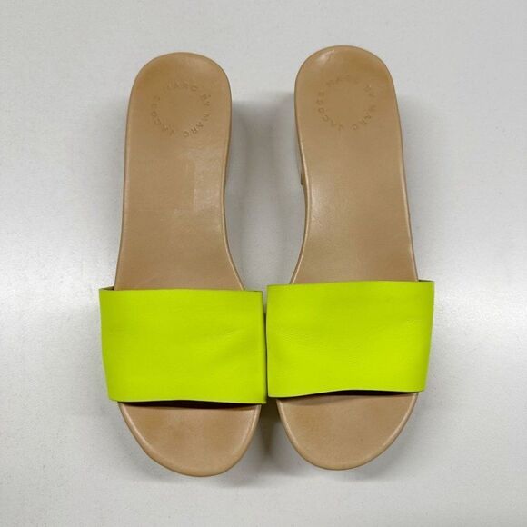 Marc by Marc Jacobs Neon Yellow Wooden Slide Sandals Womens Size 38 - Picture 1 of 12
